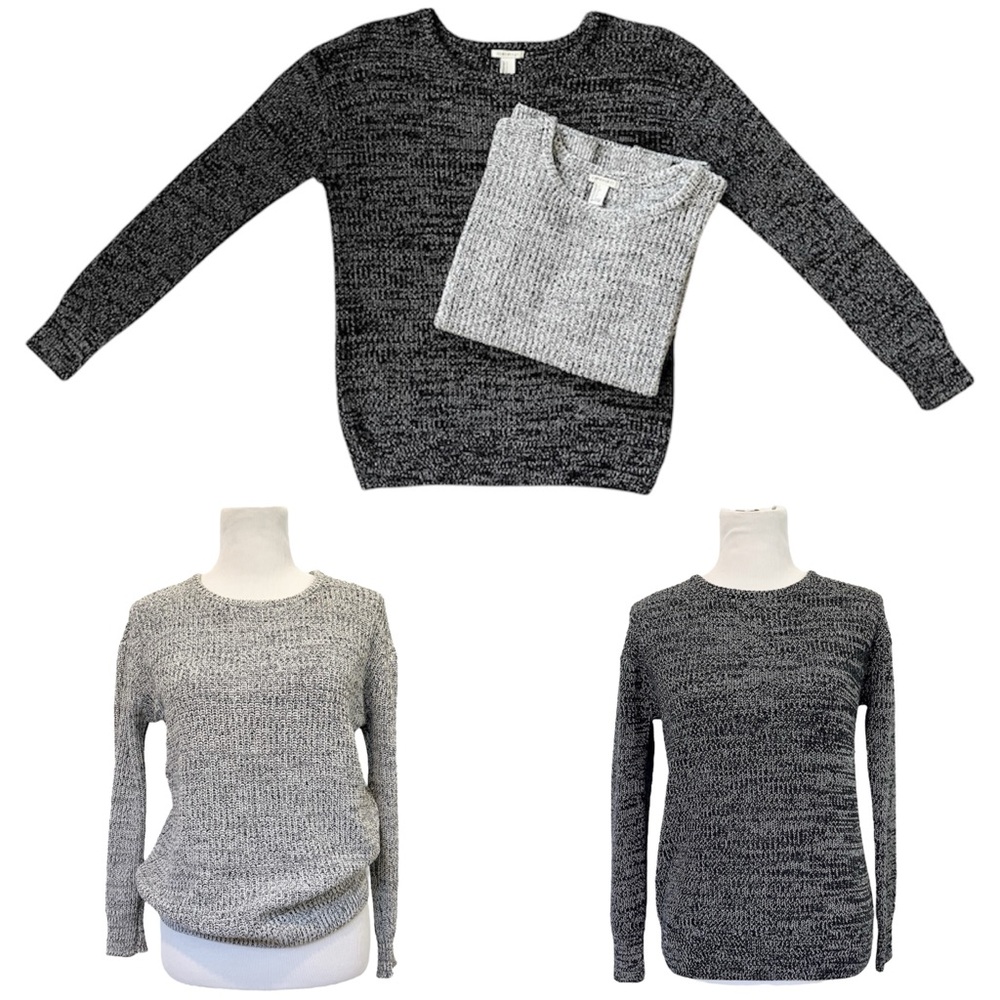 2x 100% Cotton Ribbed Knit Fisherman Sweater | Black/White, Cream/Black | F21